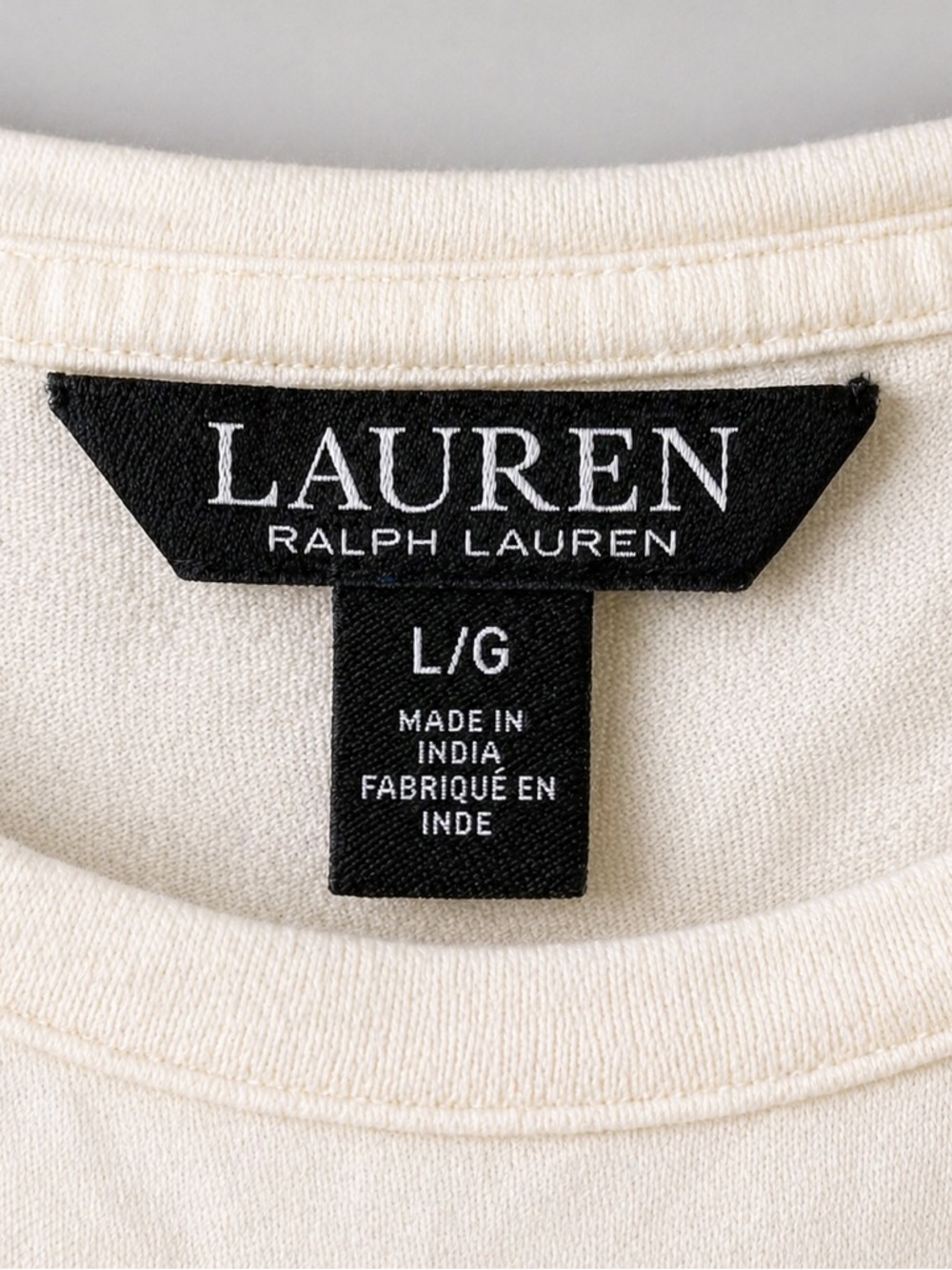 Lauren Ralph Lauren Embroidered Floral Tee Cream Short Sleeve Top - Picture 4 of 5